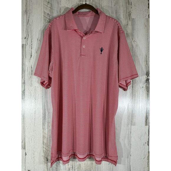 B Draddy Sport Other - B Draddy Sport Performance Polo Shirt Size XL Red White Stripe Trophy Chest Logo